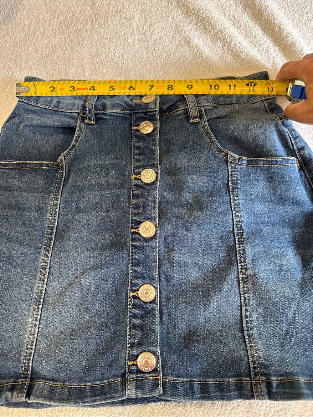 Almost famous- Classic Blue Denim Button-Front Mini Skirt - Picture 5 of 7